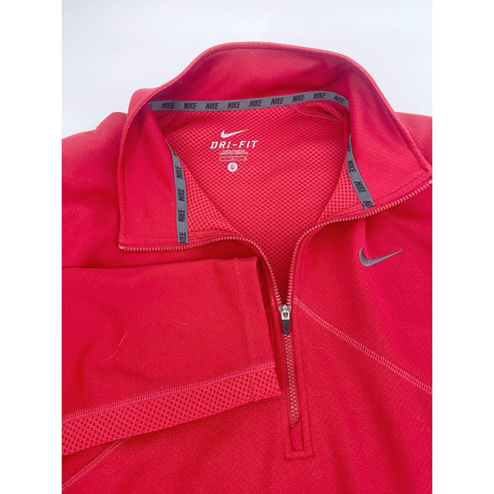 Nike Dri-FIT Mens Red Quarter Zip Pullover Athletic Training Top Size Large